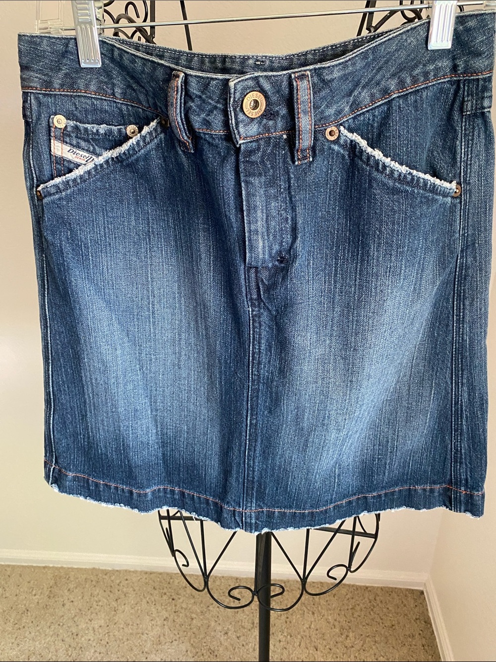 Diesel Blue Washed Denim Mini Skirt